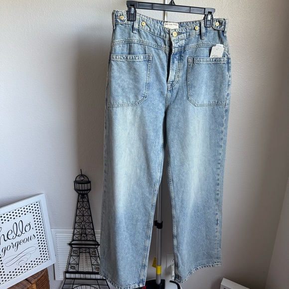 NWT Free People Palmer Wide Leg Cuffed Jeans Denim Sz 28 - Picture 10 of 14